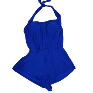 Aqua Green One Piece Swimsuit Small Blue Modest Bottom Coverage, Halter